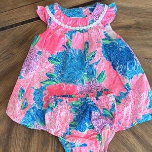 Lilly Pulitzer Pink and Blue Floral Baby Dress